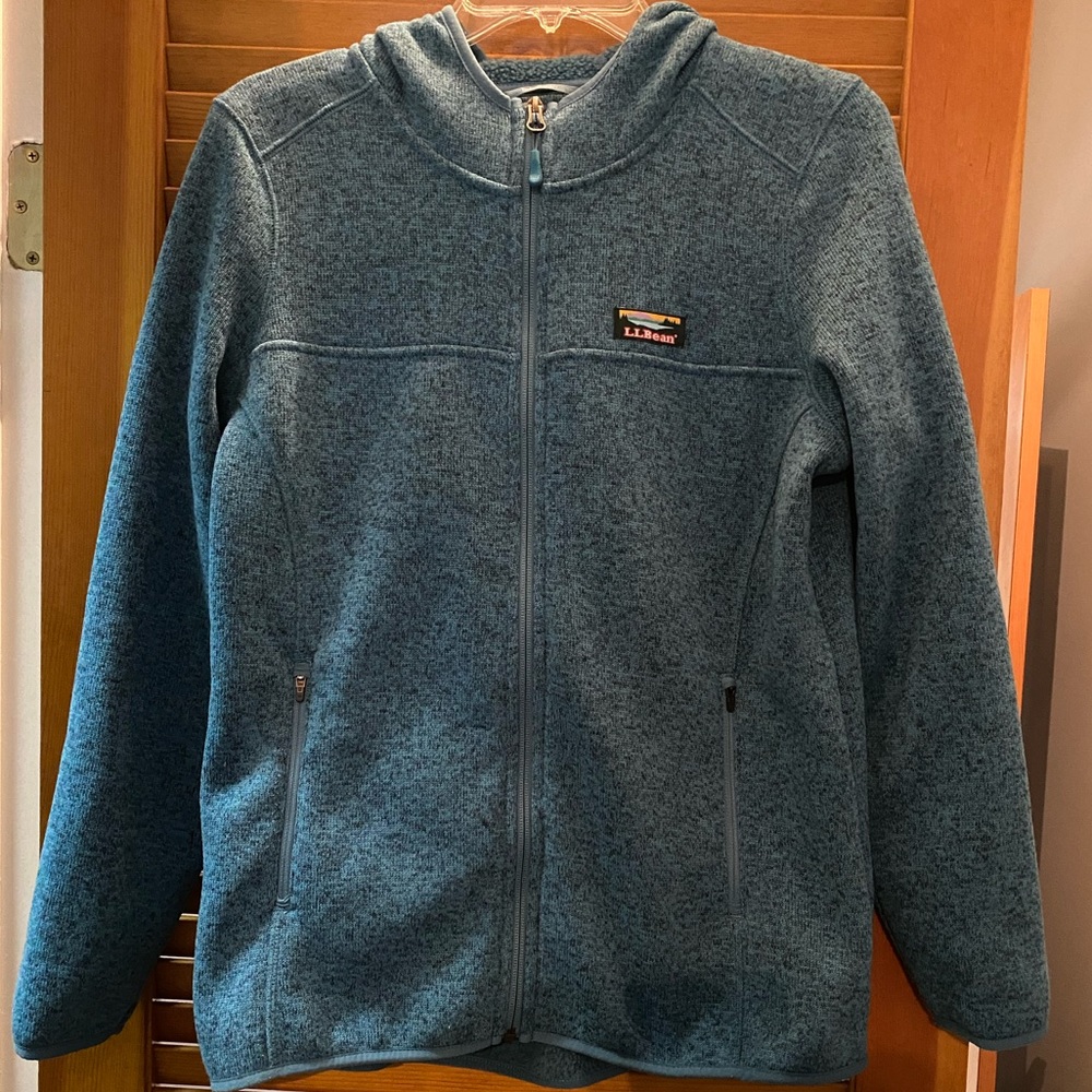 LL Bean Women's Fleece Zip Up Hoodie. Blue.  Medium. Excellent Used Condition.